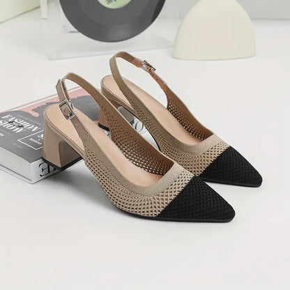 Rinika – Eleganti décolleté con cinturino posteriore realizzate in maglia a rete