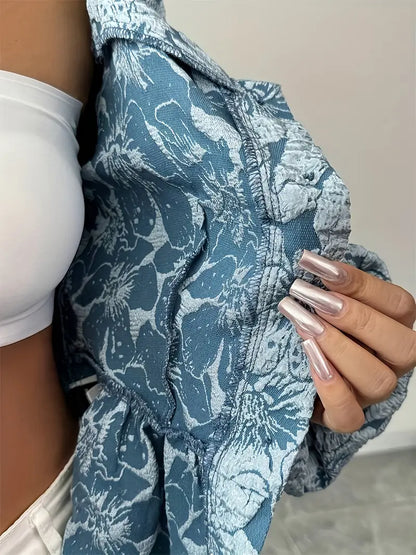 Stella – Blusa elegante con fantasia floreale e maniche a sbuffo