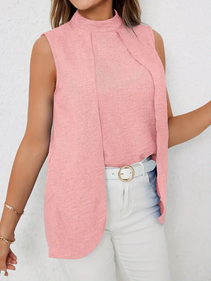Zyra – Elegante camicetta senza maniche con collo alto