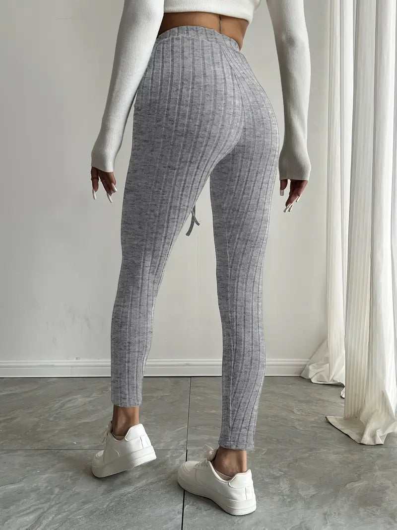 Anouk – Leggings in maglia a coste con vita alta e coulisse