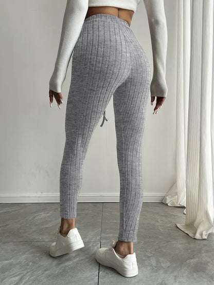 Anouk – Leggings in maglia a coste con vita alta e coulisse