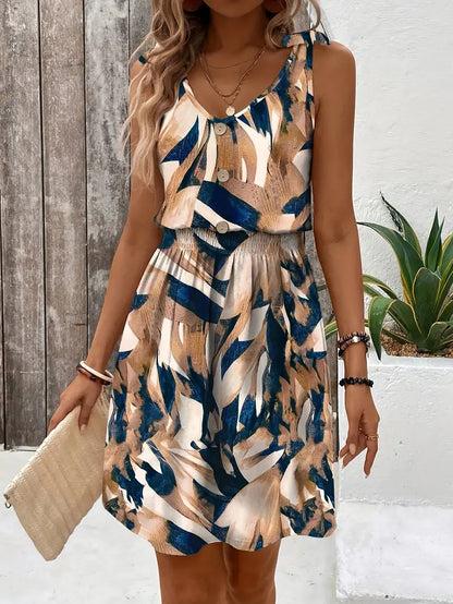 Evadelle – Abito elegante senza maniche con stampa astratta