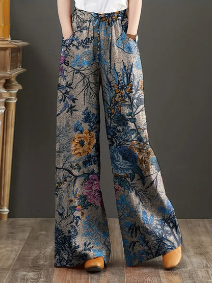 Jia – Pantaloni a gamba ampia con stampa floreale