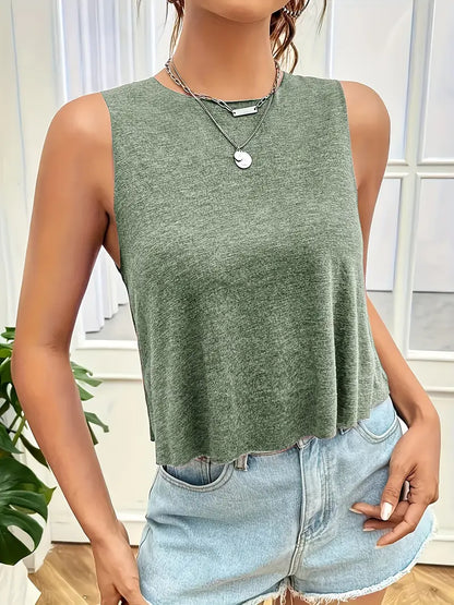 Thessina – Elegante top corto in cotone senza maniche