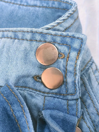 Anthea – Elegante top in jeans a collo alto