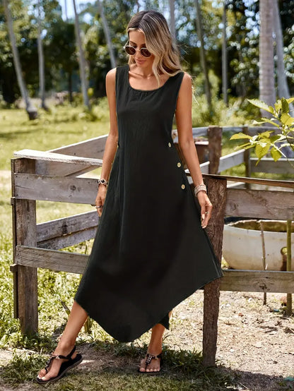 Joia – Abito boho chic con fondo a fazzoletto senza maniche