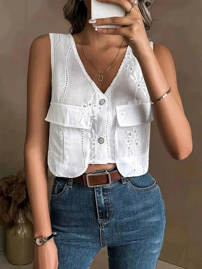 Avenesia – Gilet in cotone con ricami