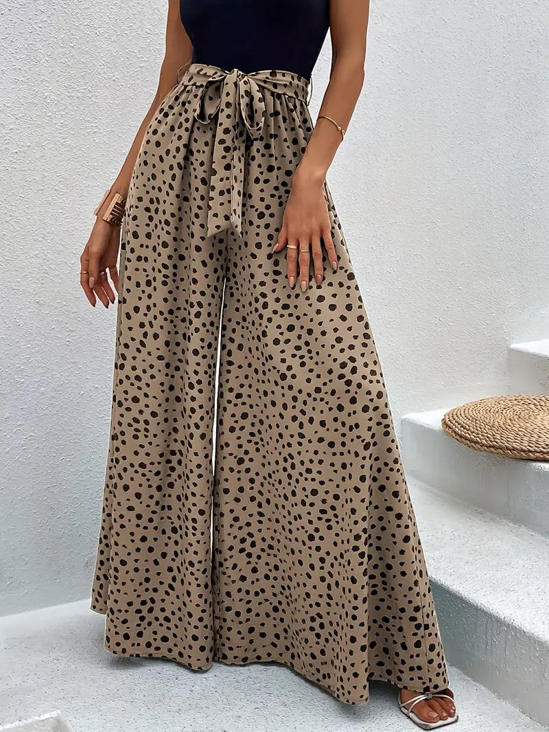 Viren – Pantaloni a gamba larga a vita alta con pois