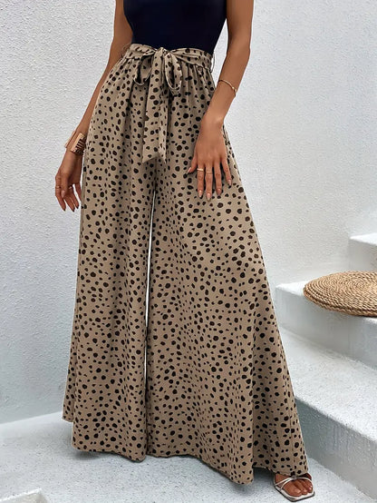 Viren – Pantaloni a gamba larga a vita alta con pois