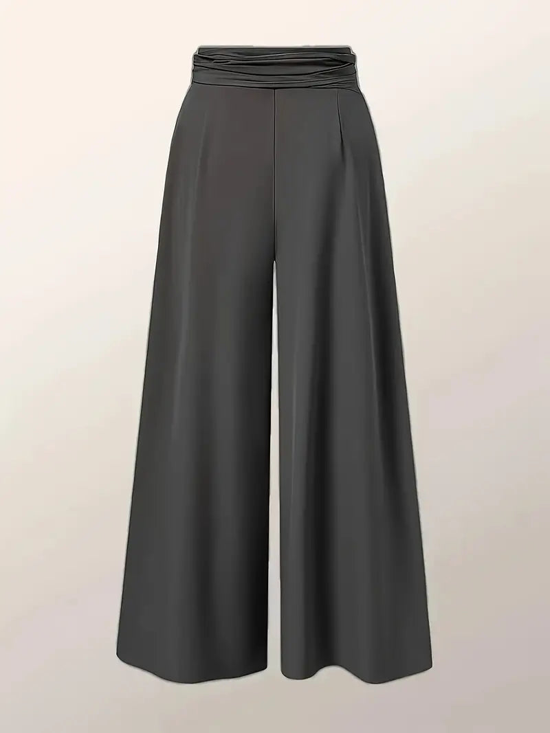 Zephyra – Pantaloni palazzo a vita alta e gamba larga con laccio anteriore