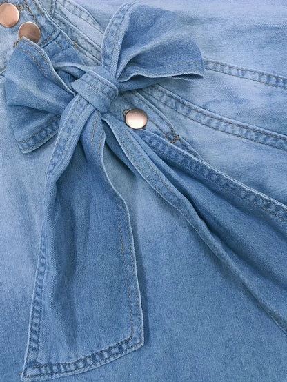 Anthea – Elegante top in jeans a collo alto