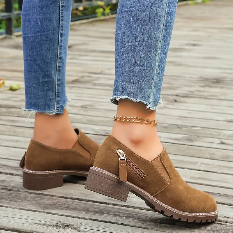 Ysadora – Scarpe di alta qualità in pelle scamosciata con tacco largo