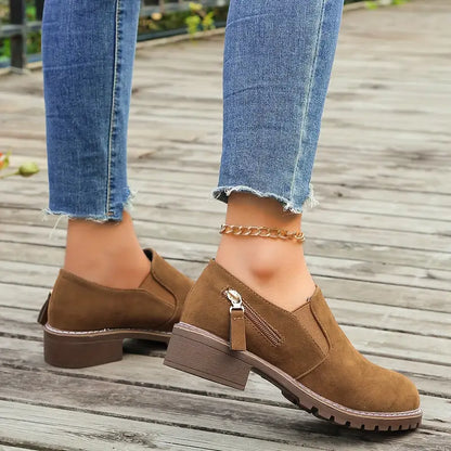 Ysadora – Scarpe di alta qualità in pelle scamosciata con tacco largo