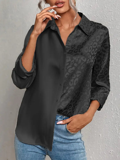 Lenoria – Elegante camicetta in raso con abbottonatura