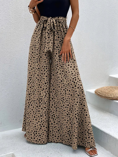 Viren – Pantaloni a gamba larga a vita alta con pois