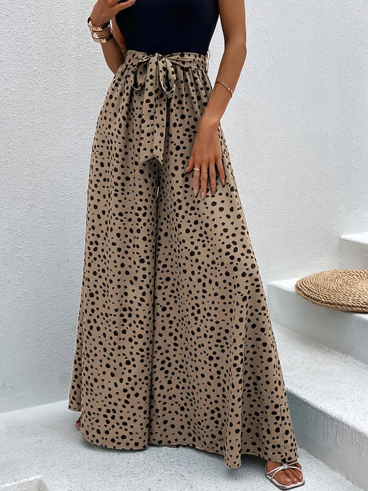 Viren – Pantaloni a gamba larga a vita alta con pois