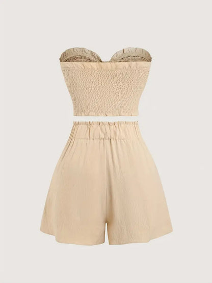 Suzy – Elegante completo due pezzi senza spalline con papillon