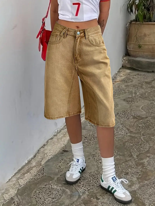 Sylvarine – Eleganti shorts in jeans a gamba larga