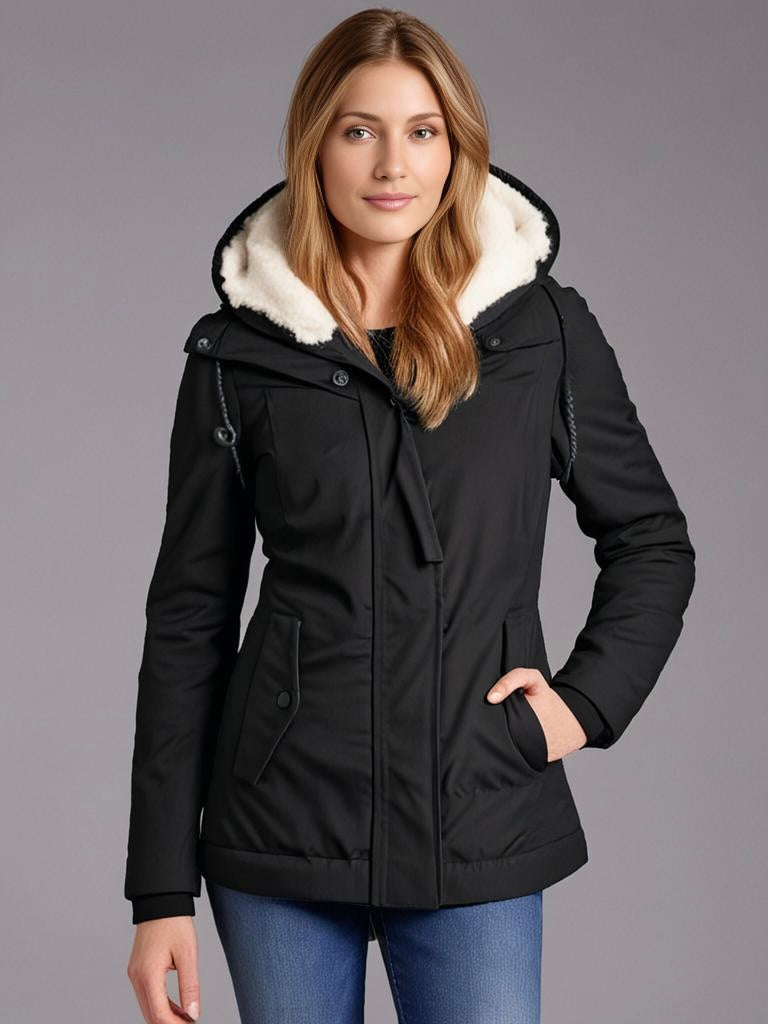 Cappotto in cotone plissettato con cappuccio