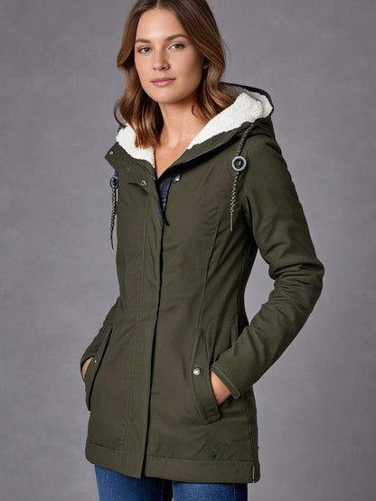 Cappotto in cotone plissettato con cappuccio