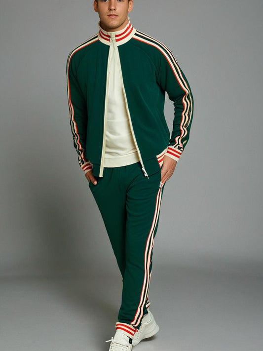 Completo tuta da ginnastica a righe e pantaloni sportivi da uomo