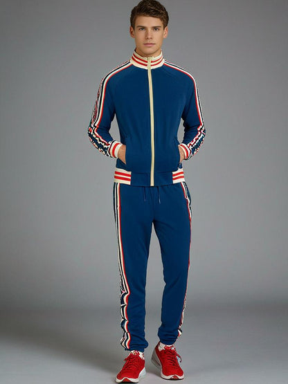 Completo tuta da ginnastica a righe e pantaloni sportivi da uomo