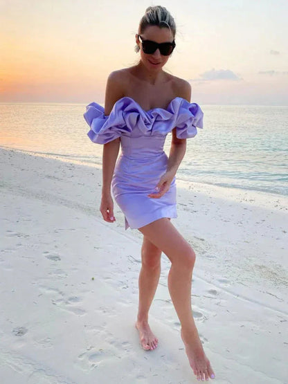 Novessa – Abito elegante con volant con spalle scoperte