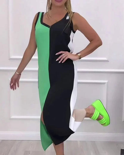 Elyssa – Elegante abito midi in look color block