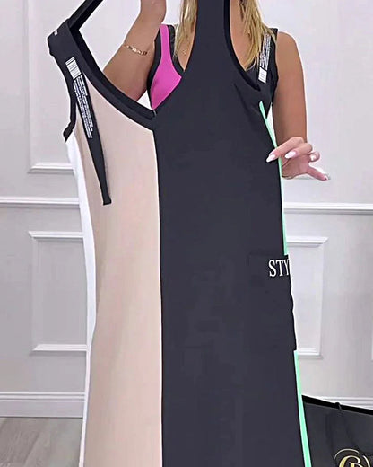 Elyssa – Elegante abito midi in look color block