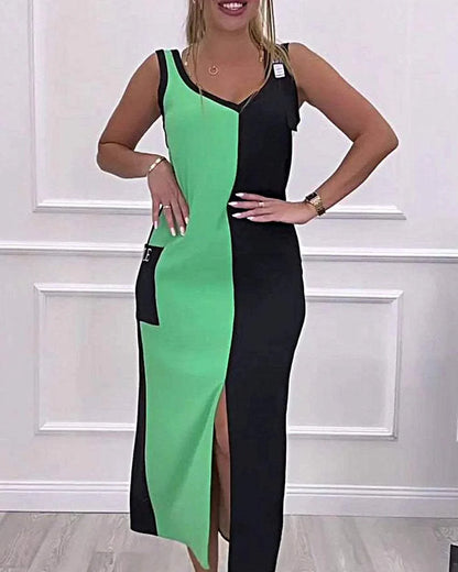 Elyssa – Elegante abito midi in look color block