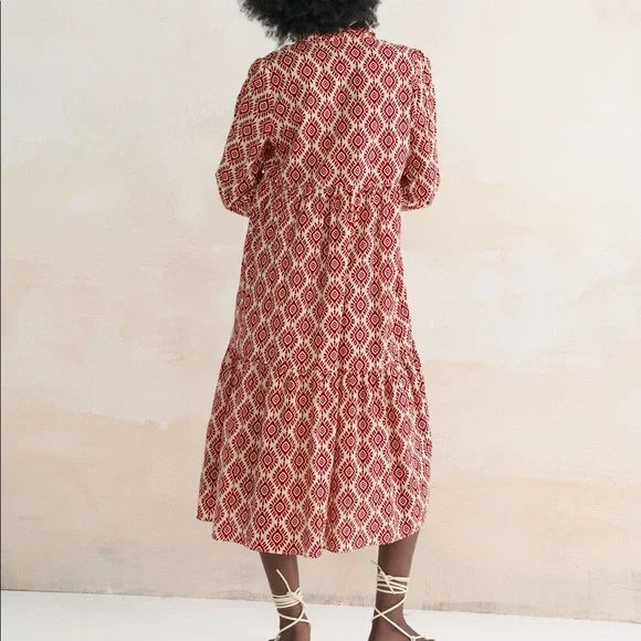 Isolaya – Abito in cotone con stampa geometrica