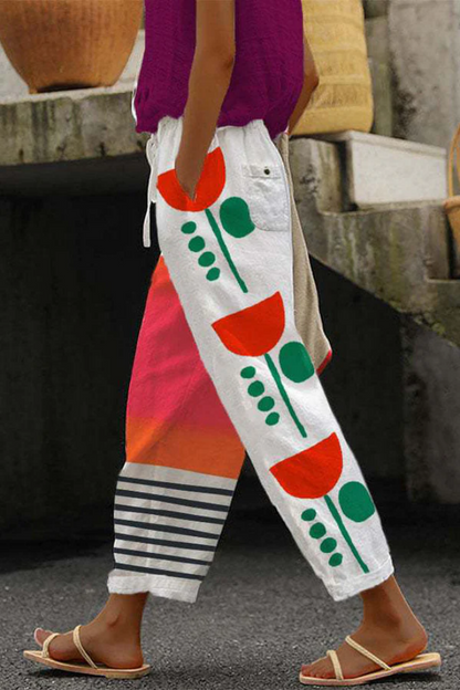 Airish - Pantaloni casual con tasche con bottoni stampati unici