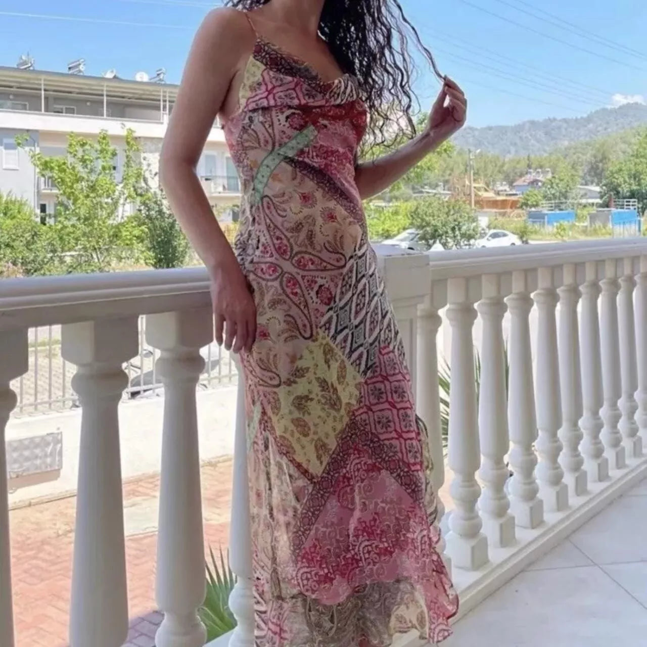 Ranella – Abito elegante con patchwork vivace