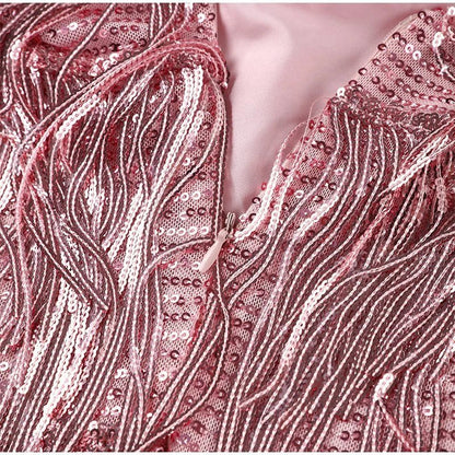 Jiselle – Miniabito lucido ed elegante con frange