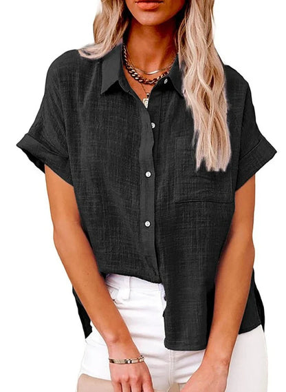 Virelia – Camicia casual a maniche corte in misto lino