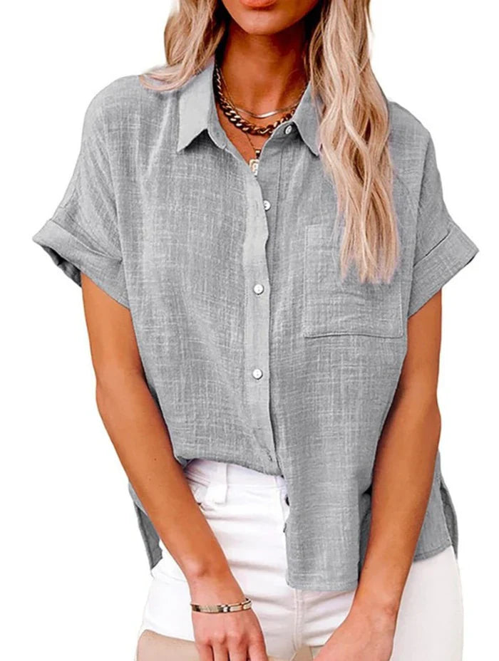 Virelia – Camicia casual a maniche corte in misto lino