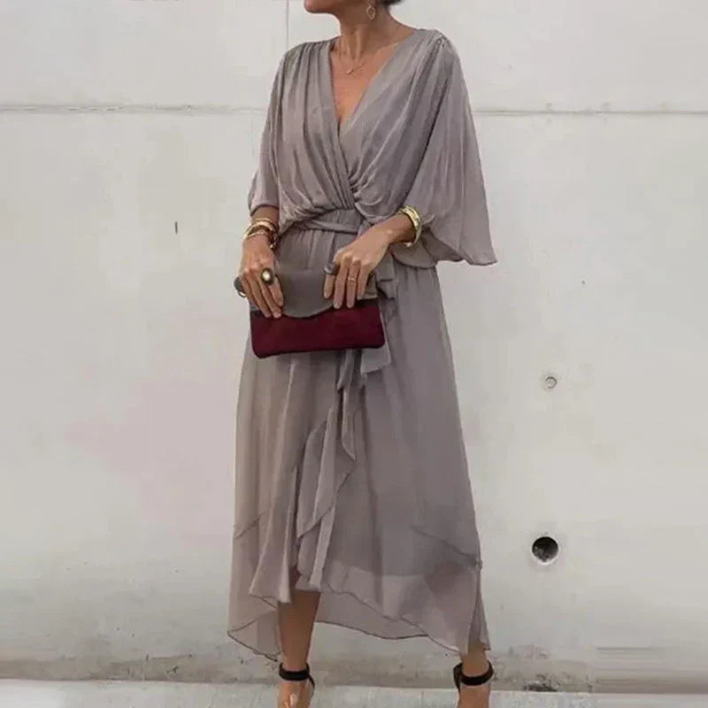 Marly – Abito avvolgente arioso in chiffon con scollo a V