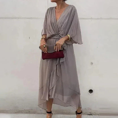 Marly – Abito avvolgente arioso in chiffon con scollo a V