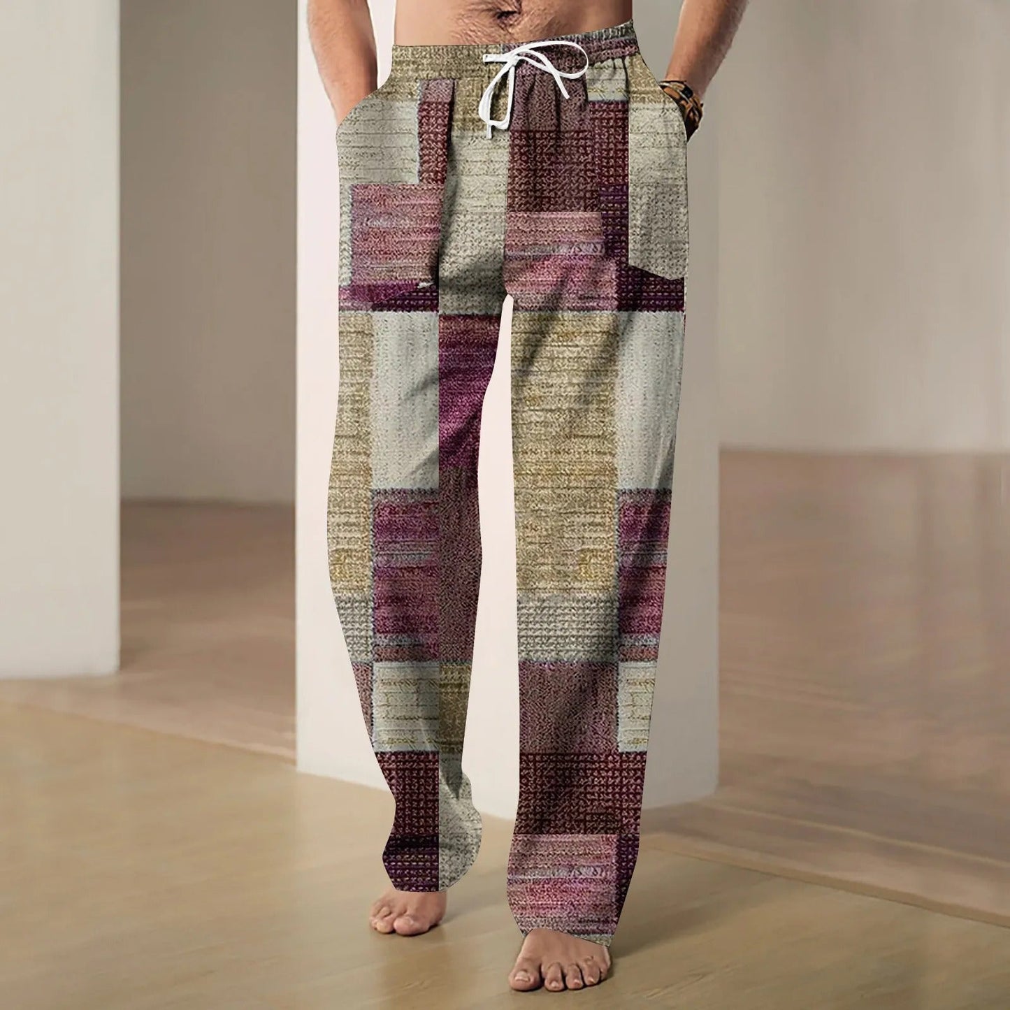 Martin - Pantaloni da uomo in cotone e lino