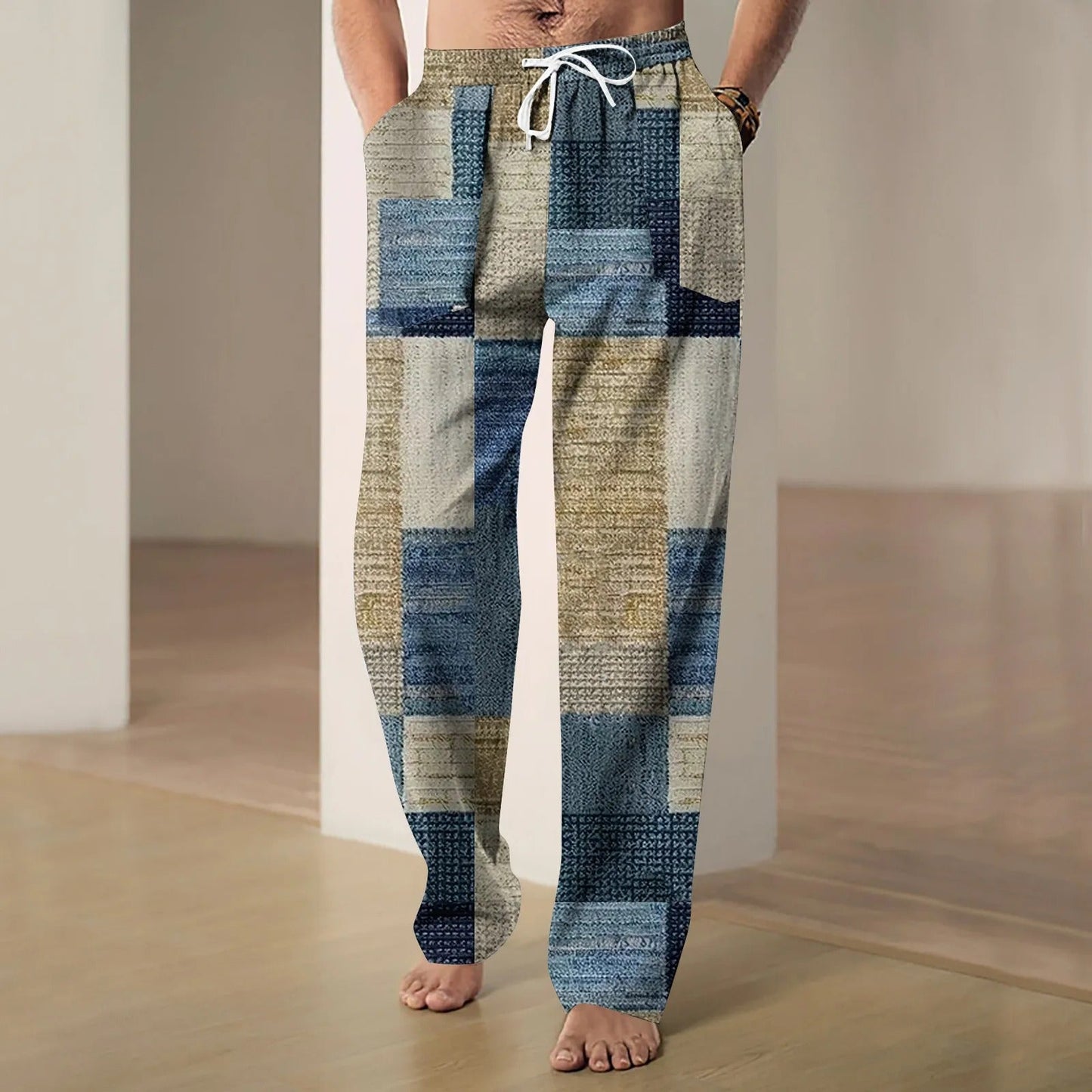 Martin - Pantaloni da uomo in cotone e lino