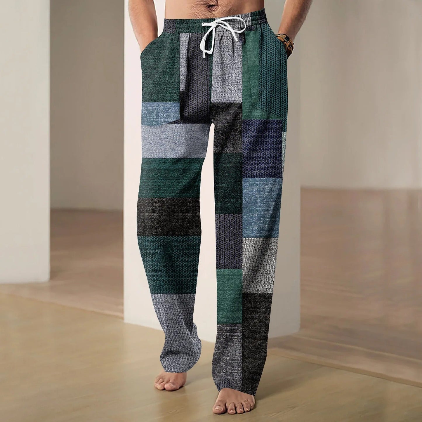 Martin - Pantaloni da uomo in cotone e lino