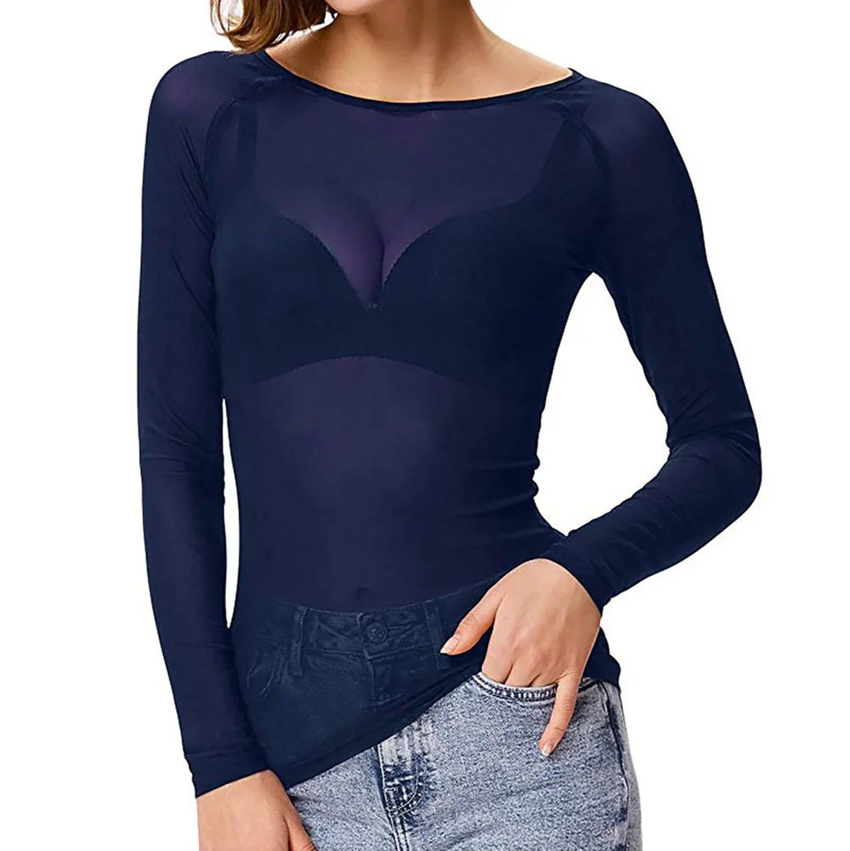 Tovia – Top a maniche lunghe in rete